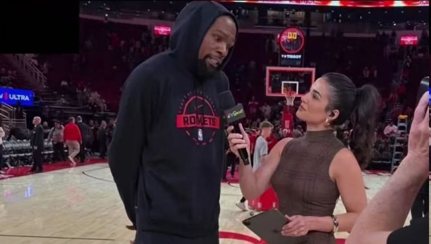 杜兰特盯着美女主持人看被SGA调侃：犯规！KD：把两罚给亚历山大