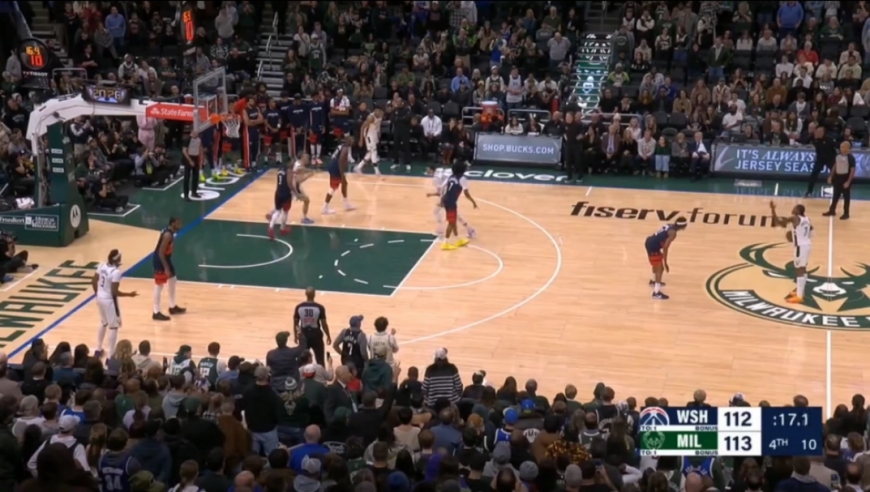 有点惨！雄鹿奇才最后17秒：字母哥关键补篮被盖后被麦科勒姆绝杀