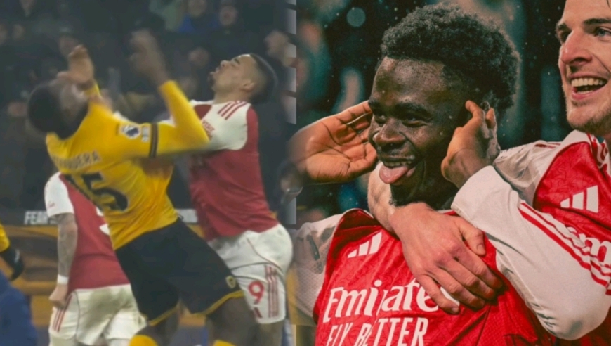 阿森纳2-2遭狼队绝平冲突不断：萨卡破球荒难得胜，热苏斯怒推对手