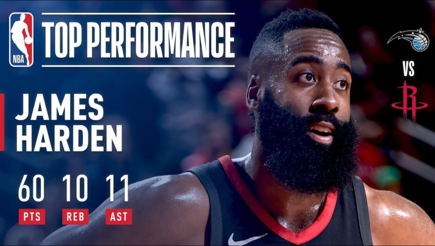 8年前的今天！火箭哈登狂轰60+11+10 创NBA历史首个60分三双！