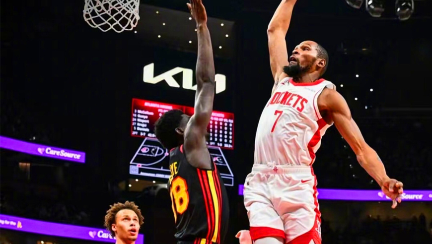 火箭队18分大胜！杜兰特升历史第二 3大新星回暖申京14中3持续迷失