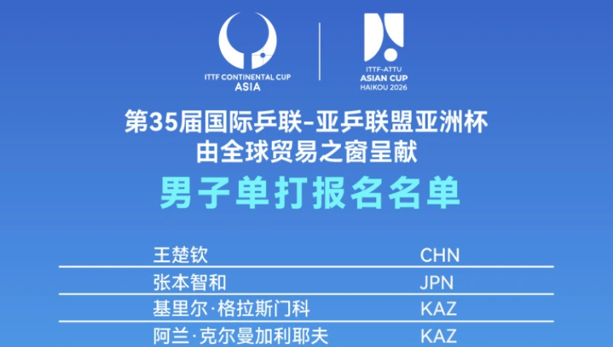 2026年乒乓球亚洲杯名单