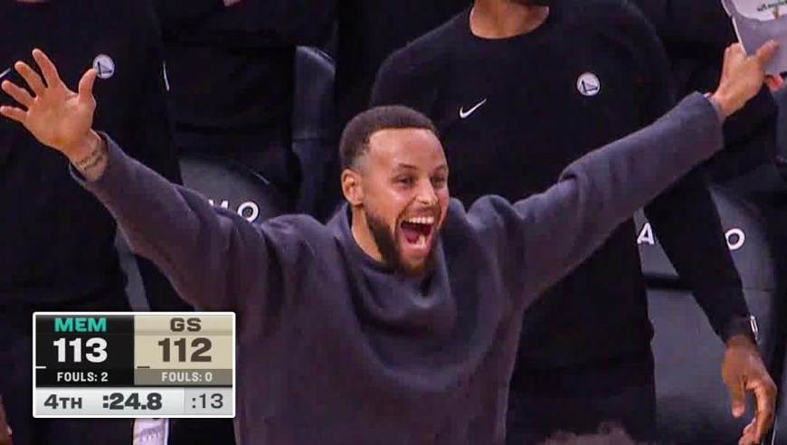 勇士灰熊决胜一分钟：桑托斯准绝杀成功逆转 库里科尔陷入疯狂！