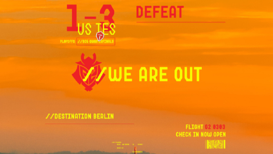 1-3不敌TES，G2官媒发布海报：机票攥在我手中