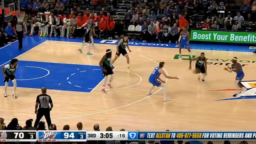 杨瀚森对阵雷霆表现不错 上来就有贡献