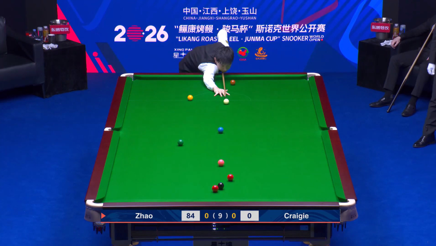 超分后带来准度表演，赵心童这杆红球硬核准进，观众一片惊呼，爽到！