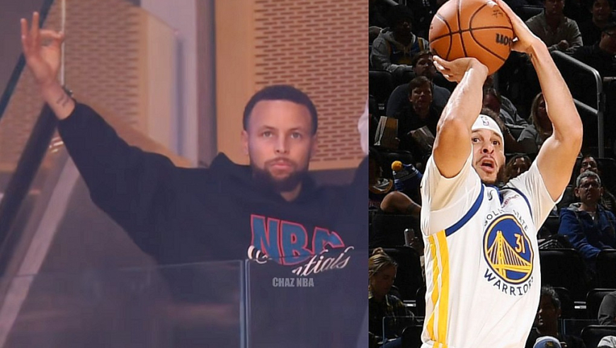 库里兄弟！塞斯首秀7中6砍14分太准 斯蒂芬包厢看球举手庆祝