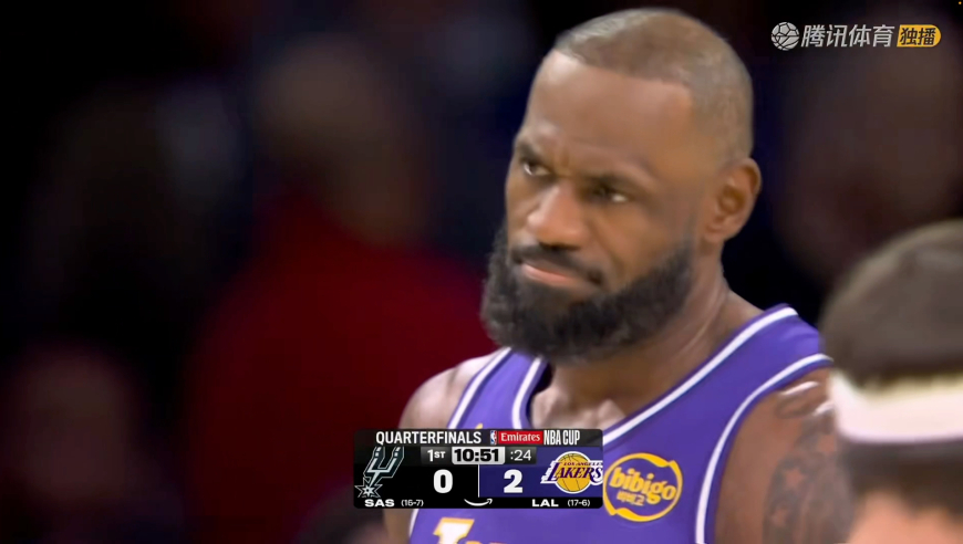 对攻大战！湖人开局战马刺比分胶着 詹皇单挑巴恩斯率先开火