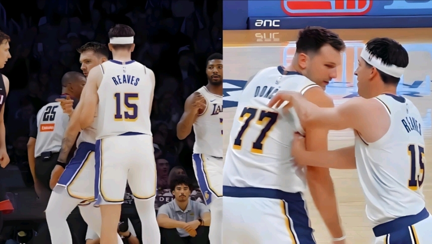 东契奇进2+1后显摆，被里夫斯嫌弃推开：多镜头证两人关系真好