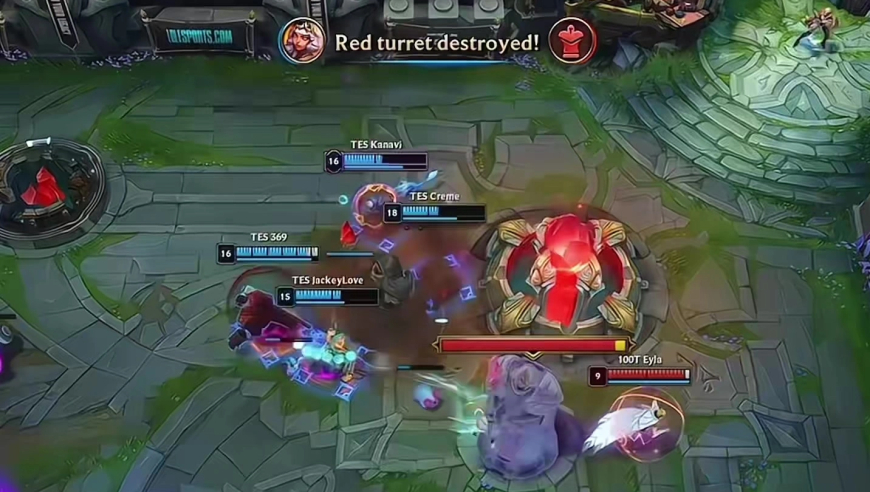TES战胜100T 小奶油超神瑞兹，拿下MVP