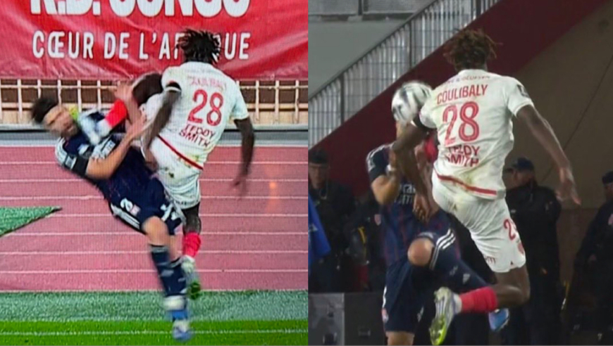 法甲&ldquo;杀人足球&rdquo;！摩纳哥悍将飞踹对手胸口，主裁判出示红牌将其罚下