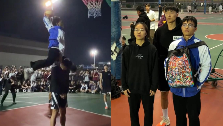 高手在校园！看似文质彬彬不会打球，1米65竟能左手战斧隔人劈扣！