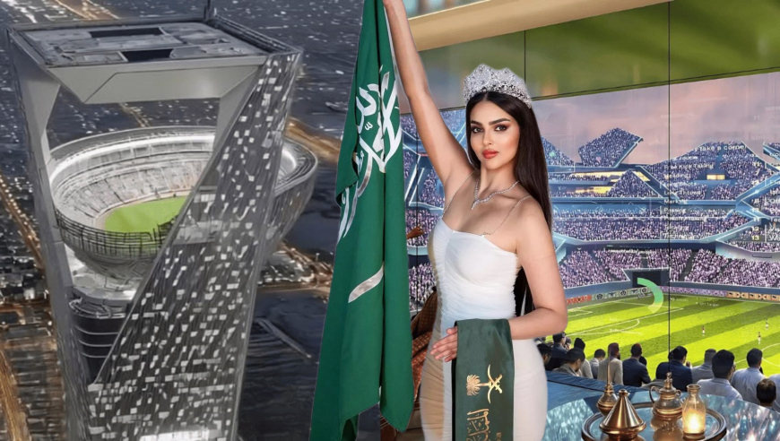 沙特空中体育馆曝光，350米高的楼顶球场，基建完胜欧洲五大联赛