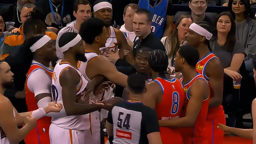 打起来了！太阳大幅度落后 阿伦肘击雷霆切特爆发大规模冲突