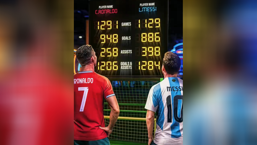 最伟大对决！梅罗数据对比：C罗948球258助，梅西886球