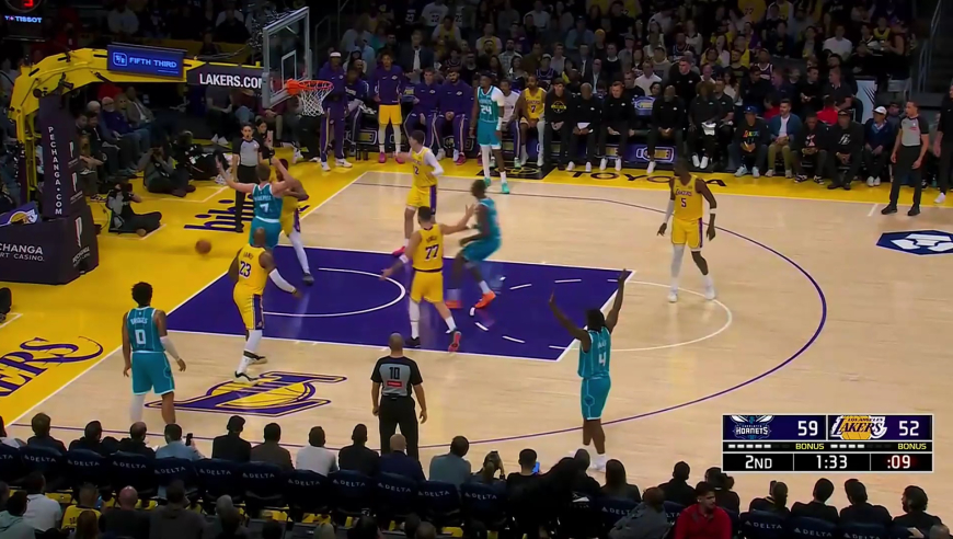 绝境勒布朗！黄蜂火力全开湖人濒临崩盘 詹姆斯强投三分稳住局势