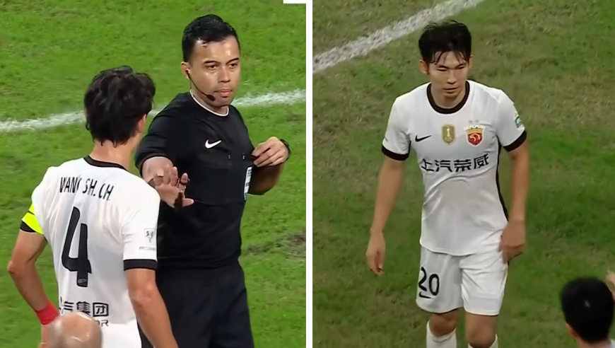 杨世元首发如梦游成海港灾星：送点+绊铲染黄，外籍裁判掏牌又收回手下留情仅得一黄