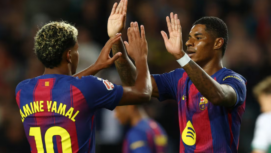 西甲：巴萨 3-1主场5连胜落后皇马5分 亚马尔拉什福德破门