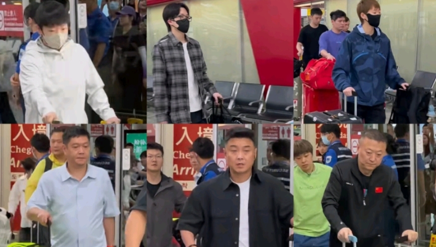 王楚钦孙颖莎领衔国乒抵澳门！王皓听到球迷蛐蛐回眸，邱贻可衬衣罕见