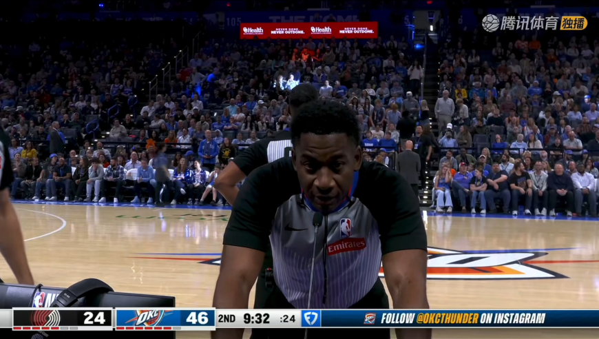 雷霆开拓者火爆冲突完整版：吕佩尔恶犯哈腾技犯 杨瀚森上前拉架