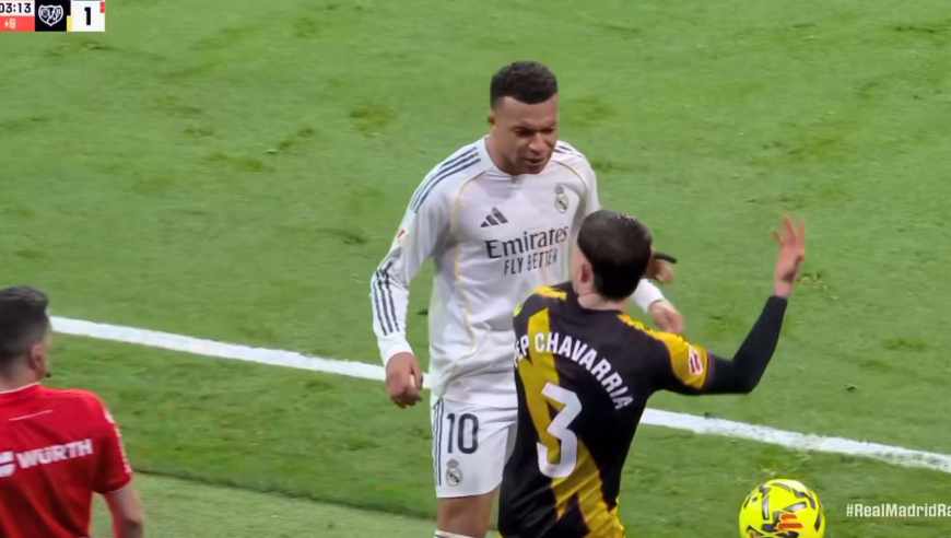 大哥范十足！姆巴佩为队友出头，巴列卡诺悍将暴力推罗德里戈染红