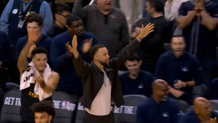 勇士掘金决胜七分钟：残阵勇士狂轰24-8逆转爆冷掘金 库里都沸腾了