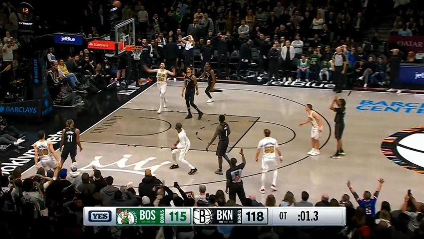 凯尔特人篮网加时赛生死时刻：篮网两罚一中 绿军奇兵三分进双加时