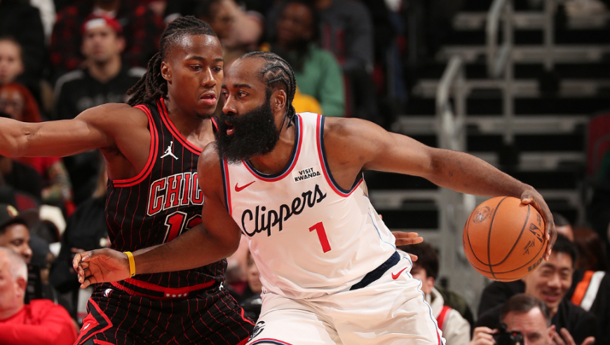 哈登vs公牛24分6助攻集锦：背靠背快船全队最高分+打到打不动了