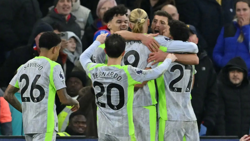 英超：曼城3-0客胜水晶宫迎四连胜 哈兰德梅开二度 福登贴地斩