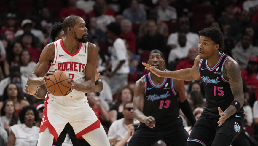 火箭热火最后时刻：热火轰10-2反超 杜兰特绝杀不中阿门补篮绝杀