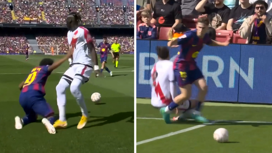 西甲裁判这波操作完美诠释找平衡：无视亚马尔禁区内倒地，随即对手摔倒同样熟视无睹