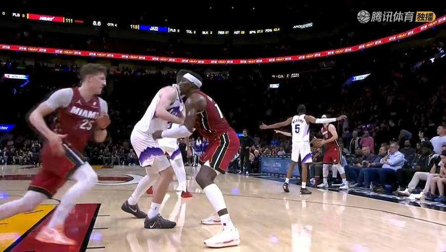 爵士热火最后时刻：森萨博三分反超收比赛 雅库绝杀三分打铁