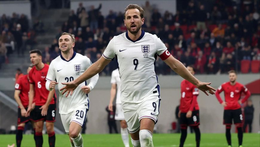 世欧预：英格兰客场2-0阿尔巴尼亚 八场全胜+零封晋级 凯恩双响