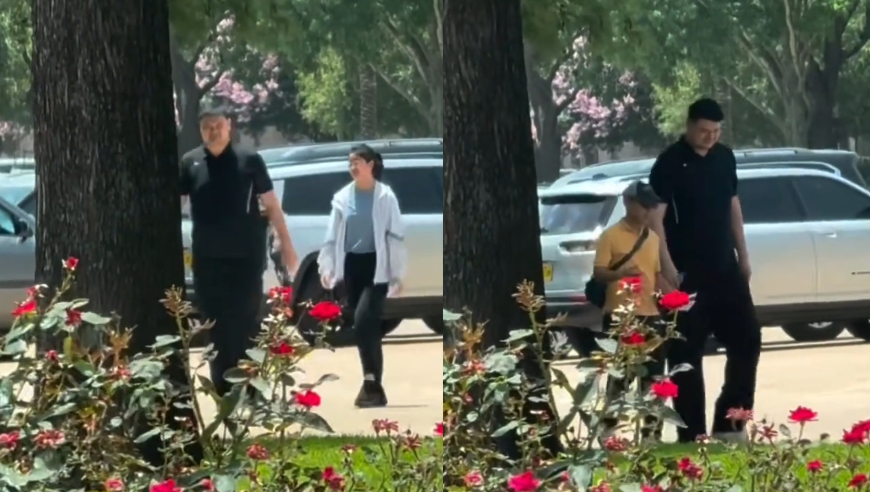姚明全家现身美国，15岁姚沁蕾比妈妈还高，像巨人误入矮人国