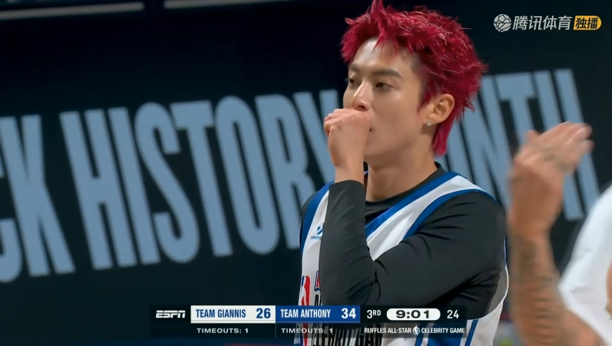 王鹤棣名人赛表现合集：8中5拿到10分 接连下快攻致敬老詹霸王步